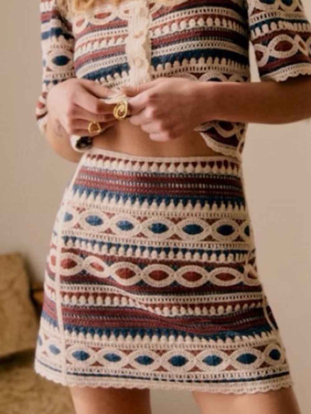 Sezane Malia crochet skirt